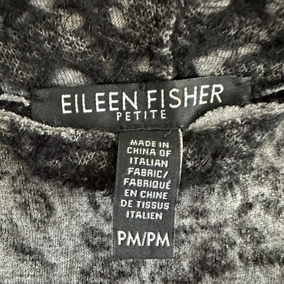 EILEEN FISHER Open Front Cardigan Sweater Wool Black Speckled - Picture 11 of 16